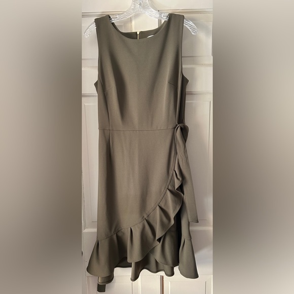 Calvin Klein Belted Ruffle Fit N Flare Dress NWT - Picture 4 of 5
